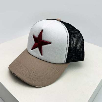 Broken Embroidered Five-pointed Star Baseball Hats