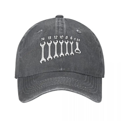 Casual Washed Screw Wrench Opener Mechanic Baseball Cap