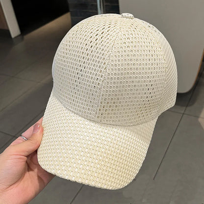 Summer Solid Color Breathable Mesh Sun Protection Baseball Cap