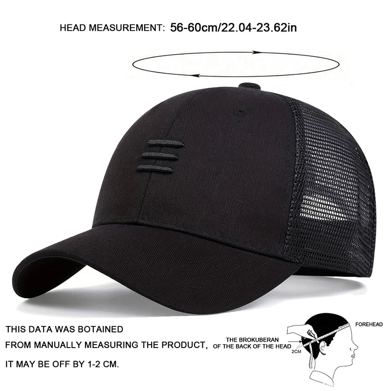 Unisex Three Embroidery Baseball Net Caps Spring Summer