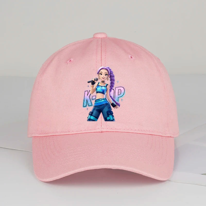 K-POP Purple Hair Idol Cartoon Print Baseball Cap