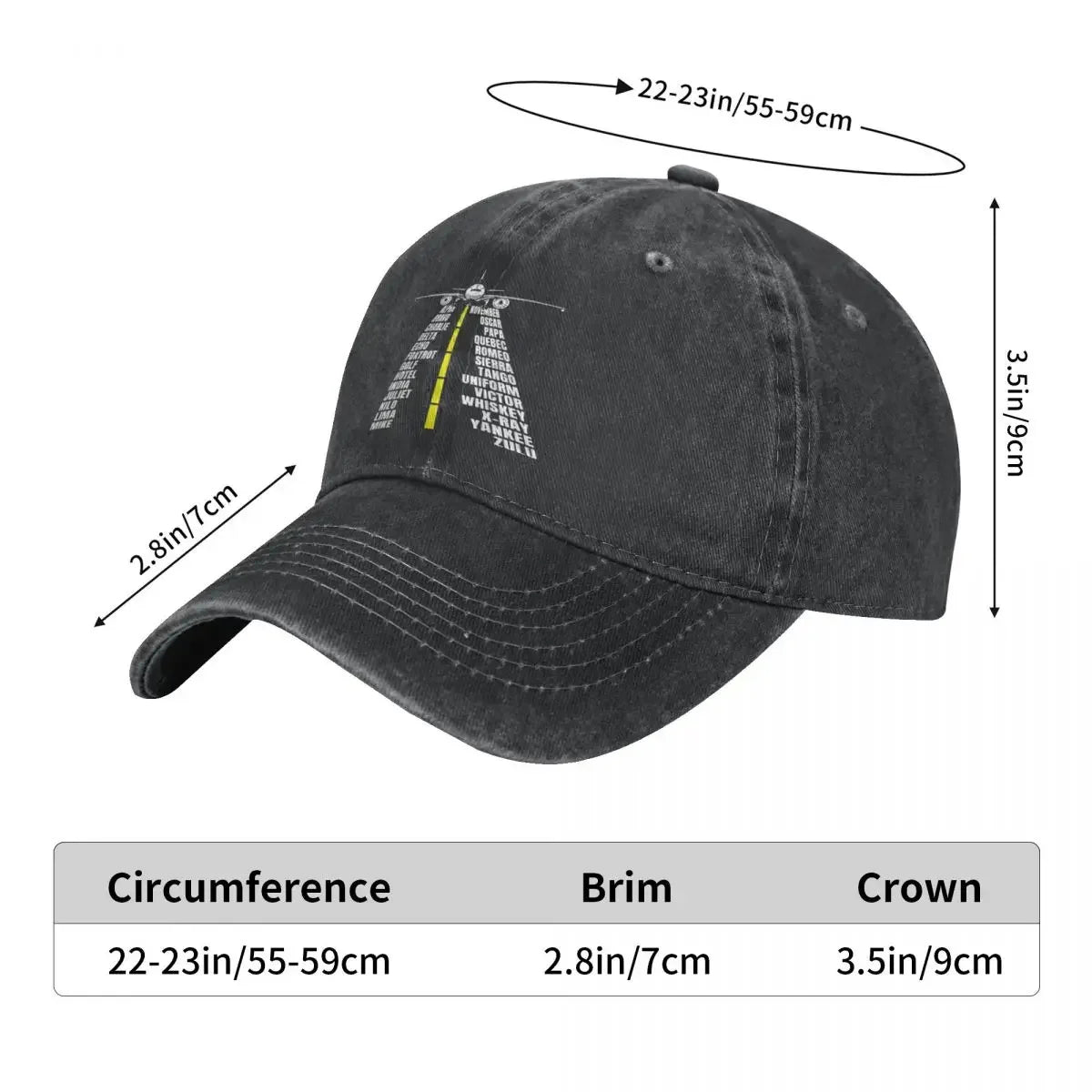 Phonetic Alphabet Aircraft Unisex Baseball Cap