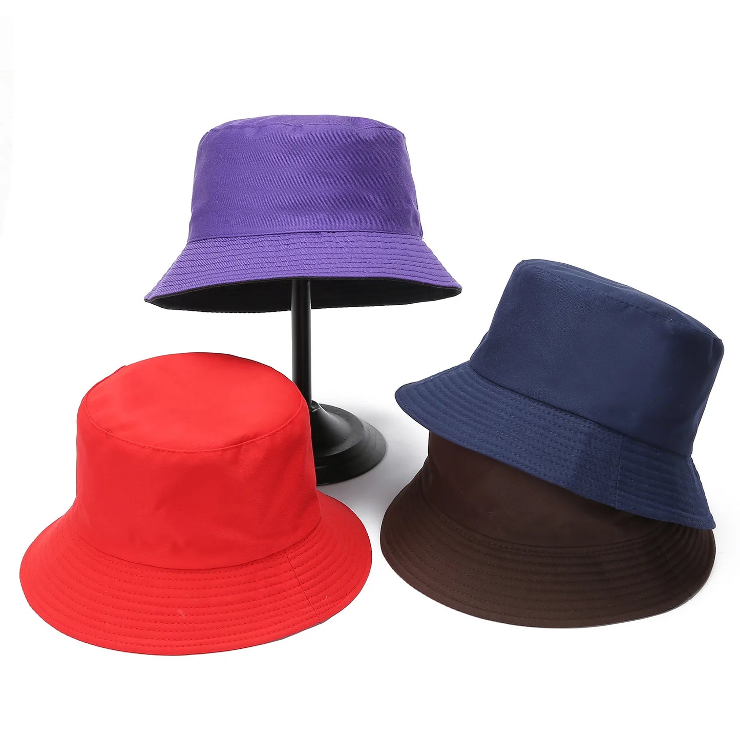 Double-sided Wearing Cap Solid Color Bucket Hat Men Women