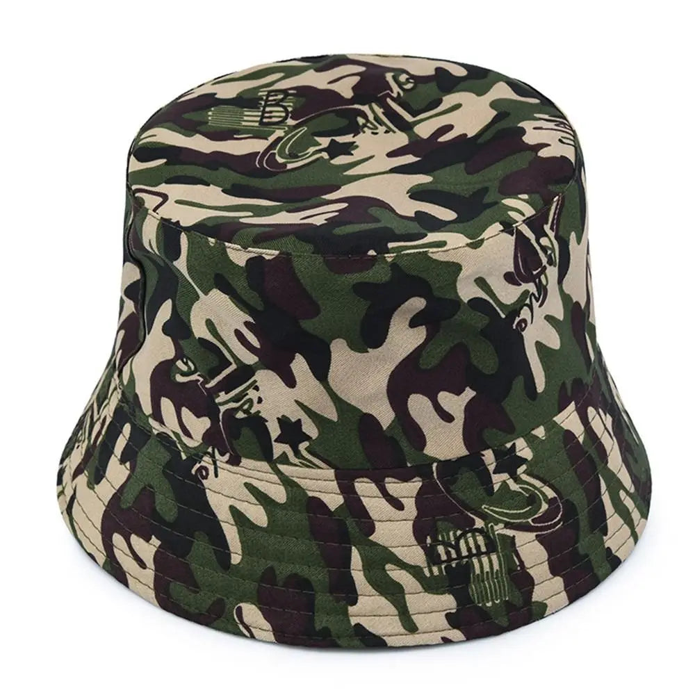 Camouflage Bucket Hat Wide Brim Visors Foldable Portable Women Men