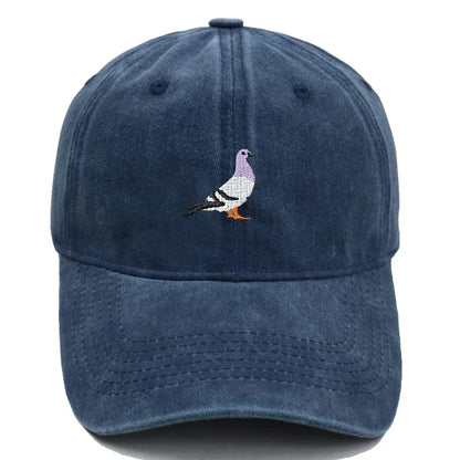 Vintage Washed Pigeon Bird Embroidery Baseball Cap