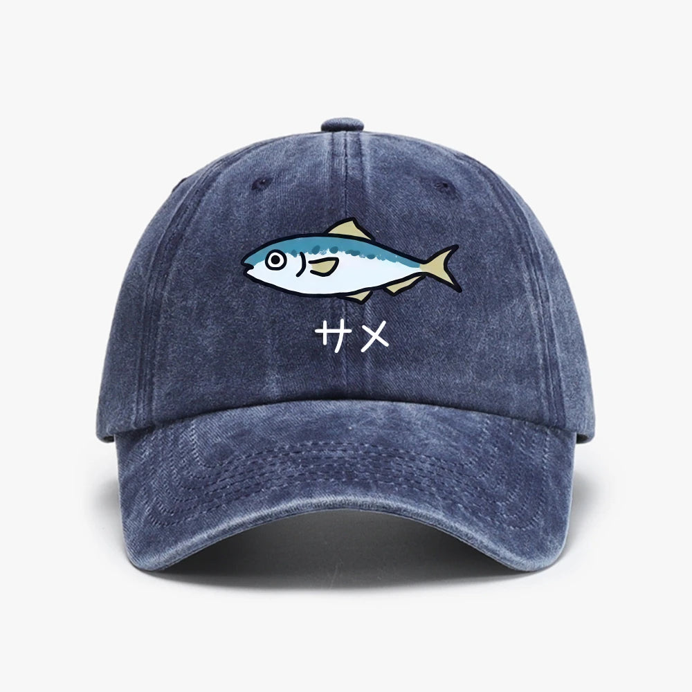 Something's Not Right Shark Sardine Gag Text Present Cat Baseball Cap