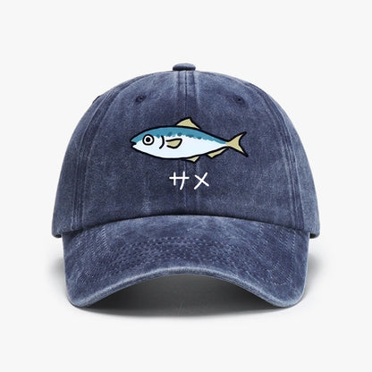 Something's Not Right Shark Sardine Gag Text Present Cat Baseball Cap