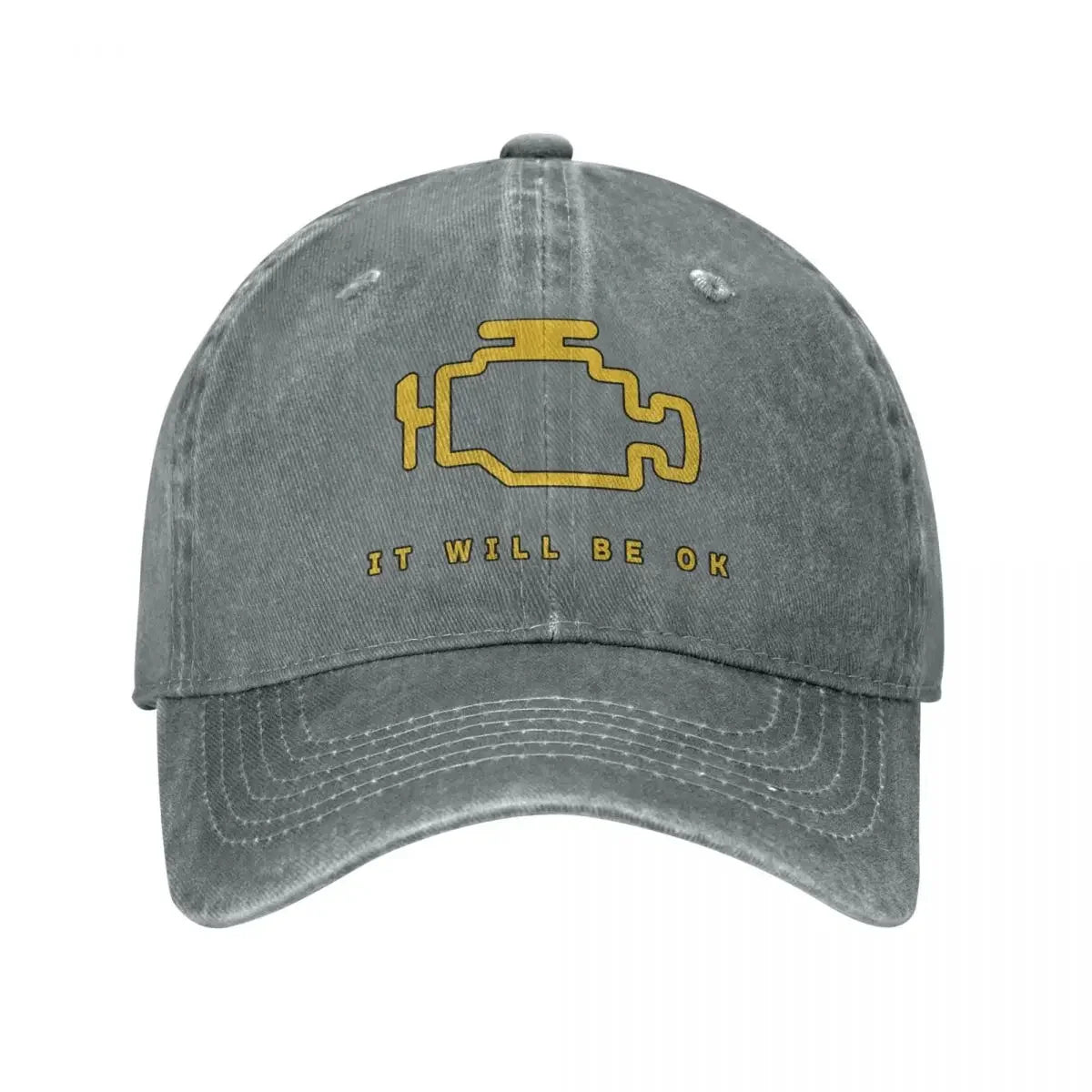 Fashion Water Washing Mechanic Auto Repair Check Engine Light Baseball Caps