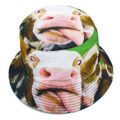 Creative Funny Cow Print Bucket Hat