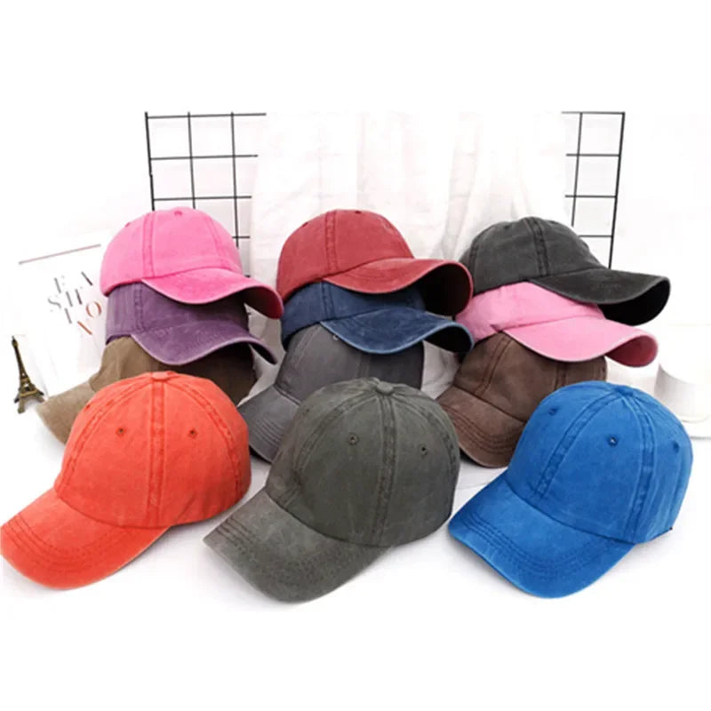 New Unisex Cap Plain Color Washed Cotton