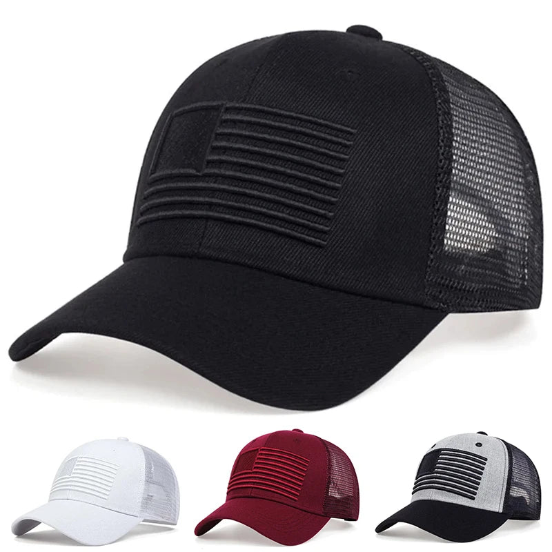 Fashion American Flag Embroidery Baseball Net Caps Spring And Summer