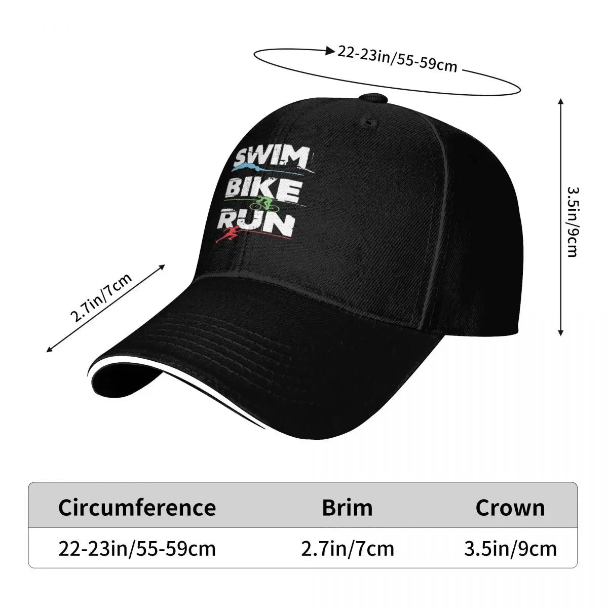 Triathlon Swim Bike Run Athlete Cap Fashion Casual Baseball Caps
