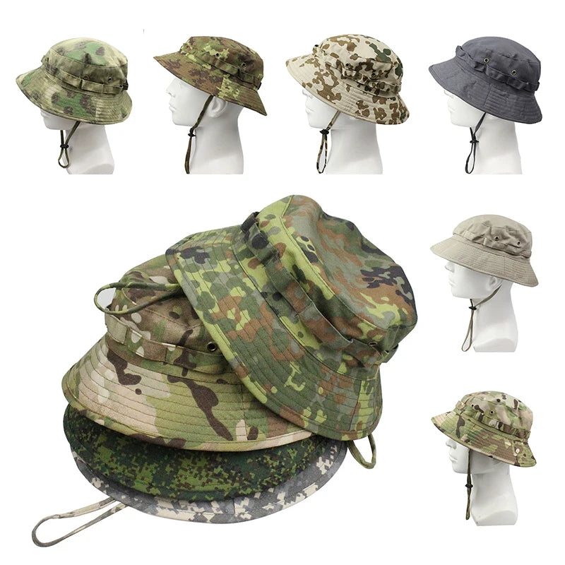 Men's Panama Hat Bucket Hat Tactical Sunscreen Camouflage Outdoor Travel Climbing