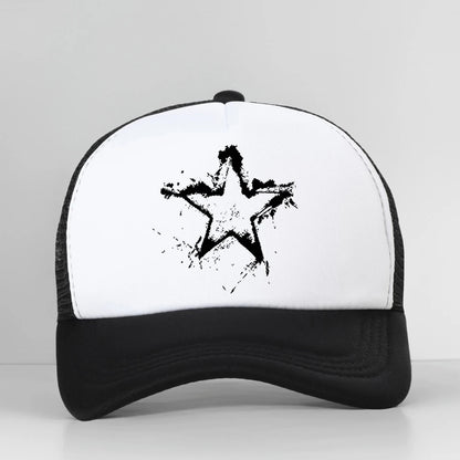 Summer Men Creative Pentagram Printed Mesh Baseball Cap
