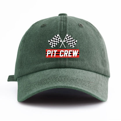 PIT CREW Print Washed Baseball Cap For Adults