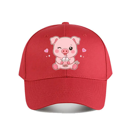 Pink Pig Bubble Tea Baseball Cap