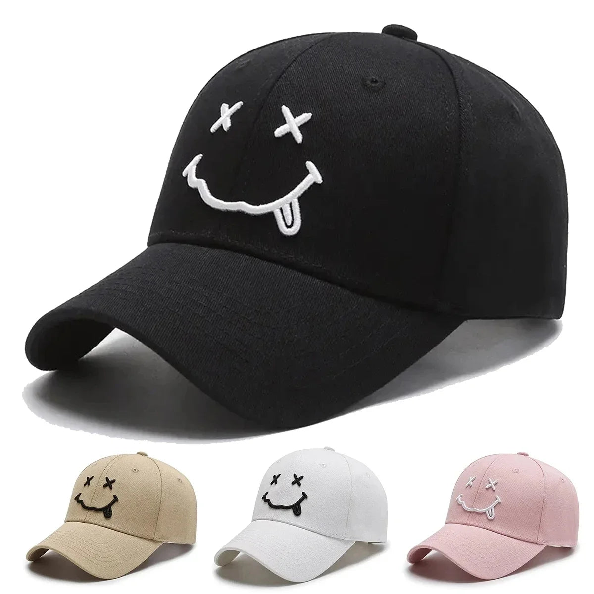 Unisex Smiling Face Embroidery Baseball Caps Spring Autumn Outdoor