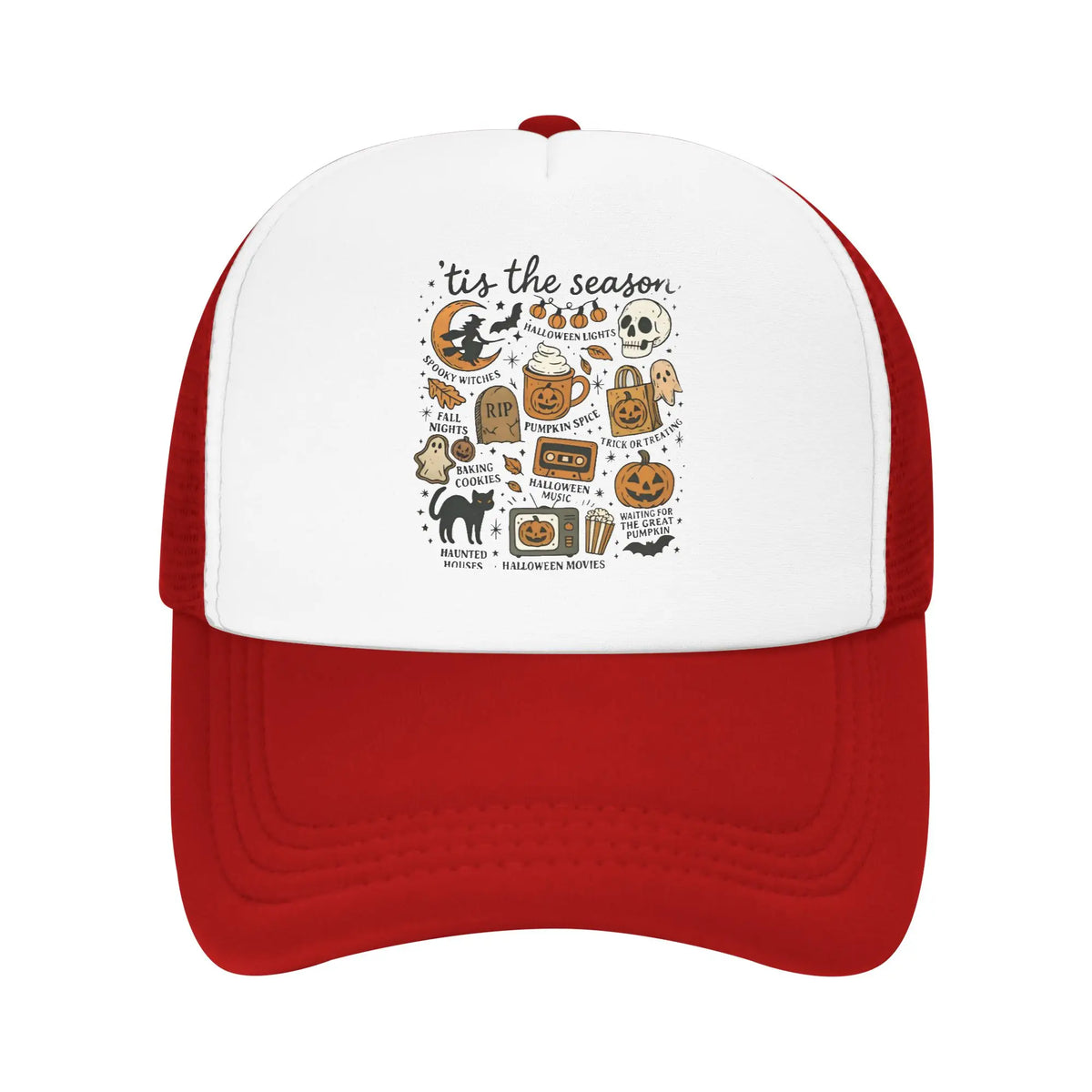 Halloween Trucker Caps Mesh Baseball Caps Ghost Pumpkin