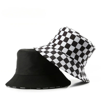 Double Sided Plaid Bucket Hats for Women and Men Fashion Personality