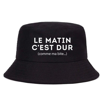 Adult Reversible Bob Le Matin C’est Dur Comme Ma Bite Print Bucket Hat