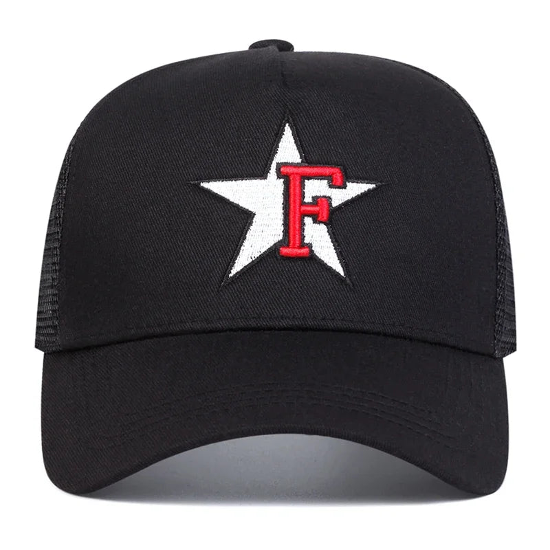 Unisex F Letter Pentagram Embroidery Baseball Caps