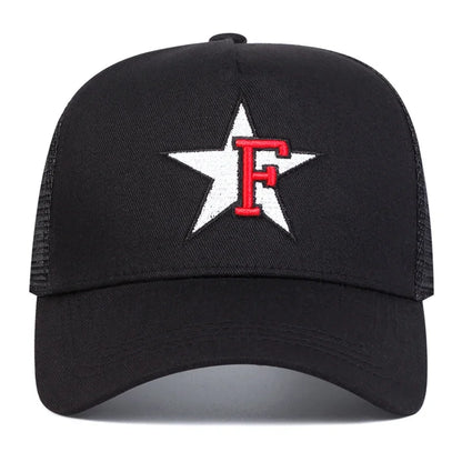 Unisex F Letter Pentagram Embroidery Baseball Caps