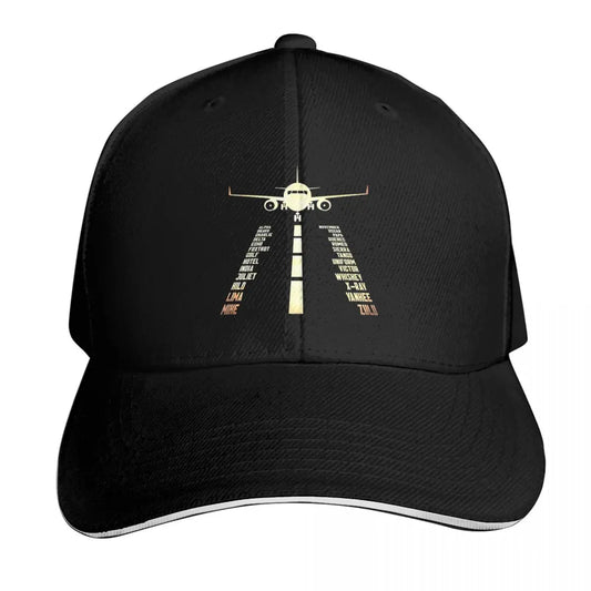 Airplane Airstrip Phonetic Alphabet Cap Baseball Caps