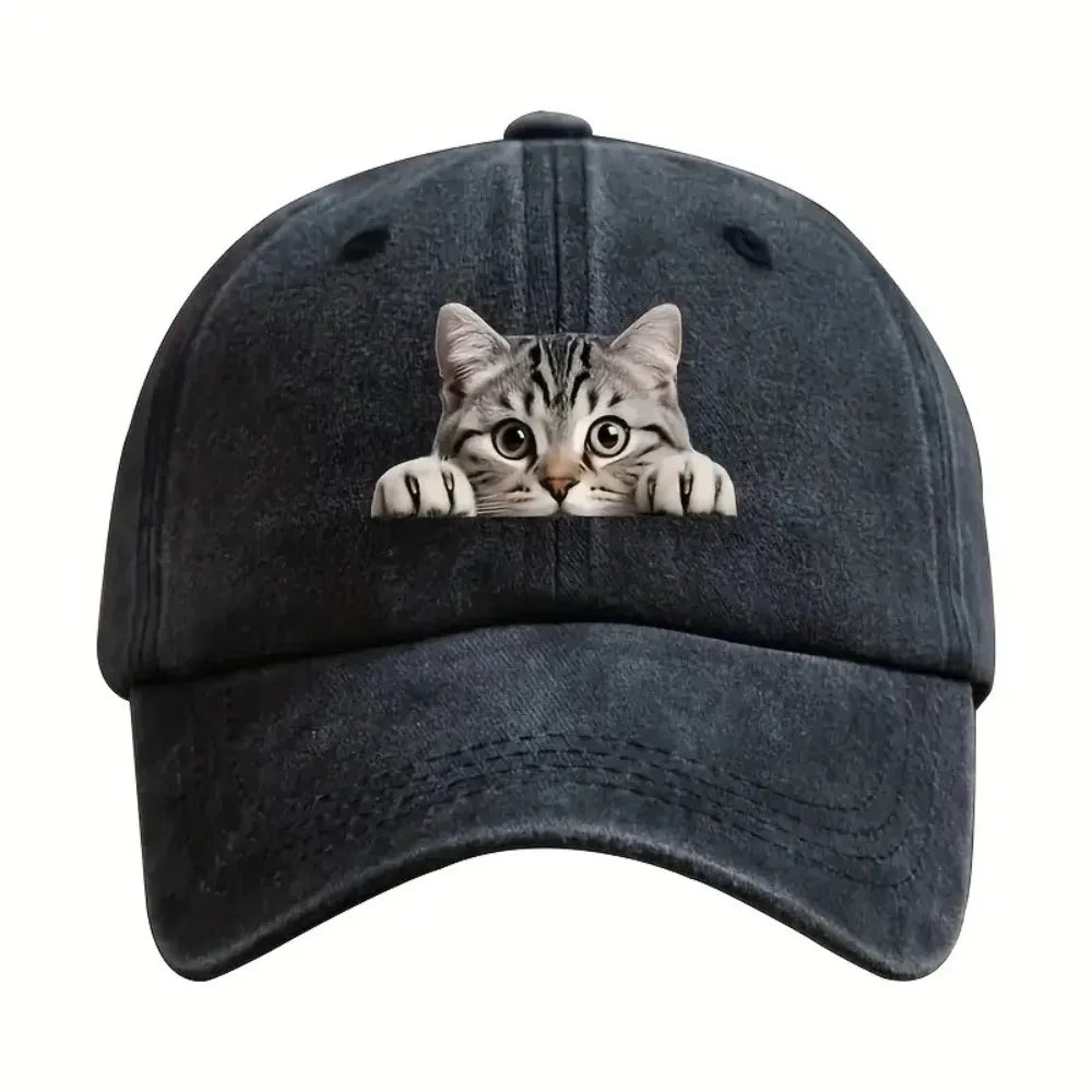 Trend Embroidery Cat Baseball Cap Adjustable Breathable Feral Trucker Hat