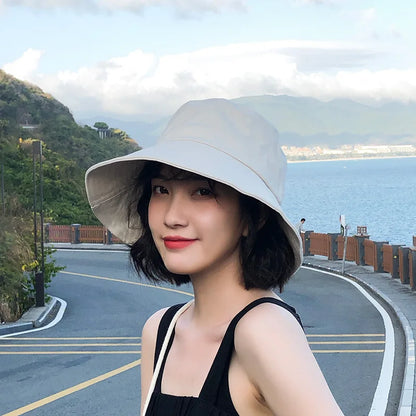 Summer Bucket Hat for Women Big Wide Brim Outdoor Soft Cotton Solid