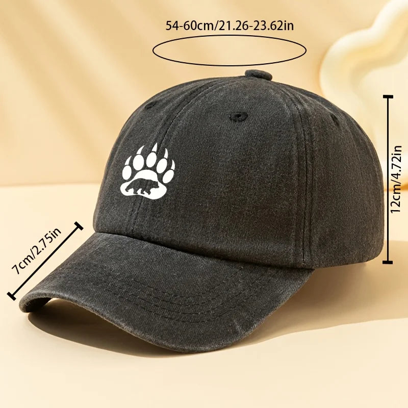 Bear Paw Printed Baseball Cap Is Suitable For Outdoor Sports