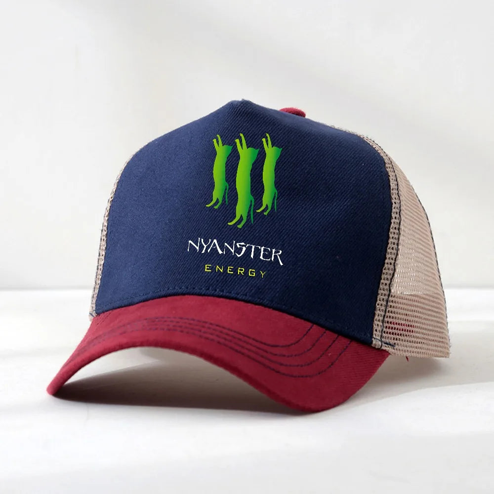 NYANSTER ENERGY Three Green Cats Baseball Cap
