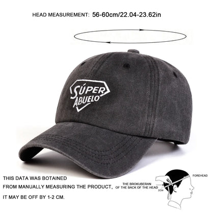 Unisex SUPER ABUELO Letter Embroidery Wash Baseball Caps