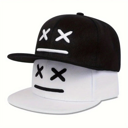 Smiling Face Embroidery Hip Hop Cap Unisex Adjustable Snapback Hat For Men Women