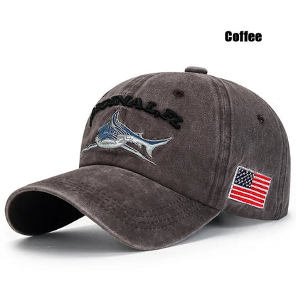 Shark Graphic And American Flag Embroidery Men Women