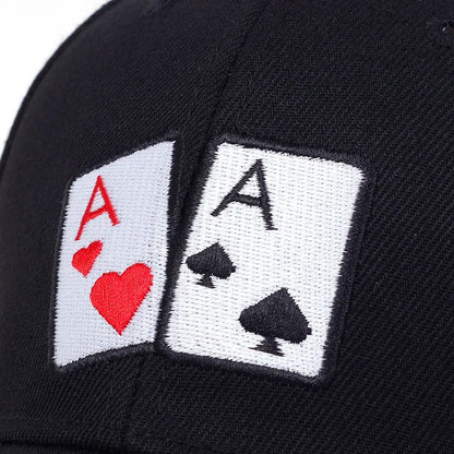 Unisex Poker Embroidery Baseball Caps Spring And Autumn Outdoor