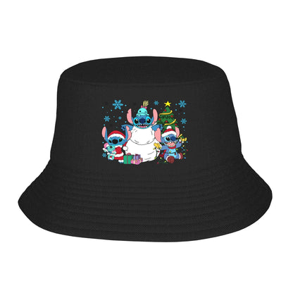 Unisex Bucket Hat Lilo And Stitch Christmas Summer Travel Headwear