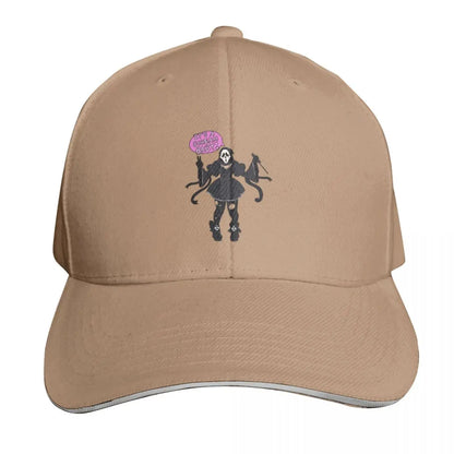 Girl Ghost Face Baseball Cap Adjustable Buckle Closure Moisture Wicking