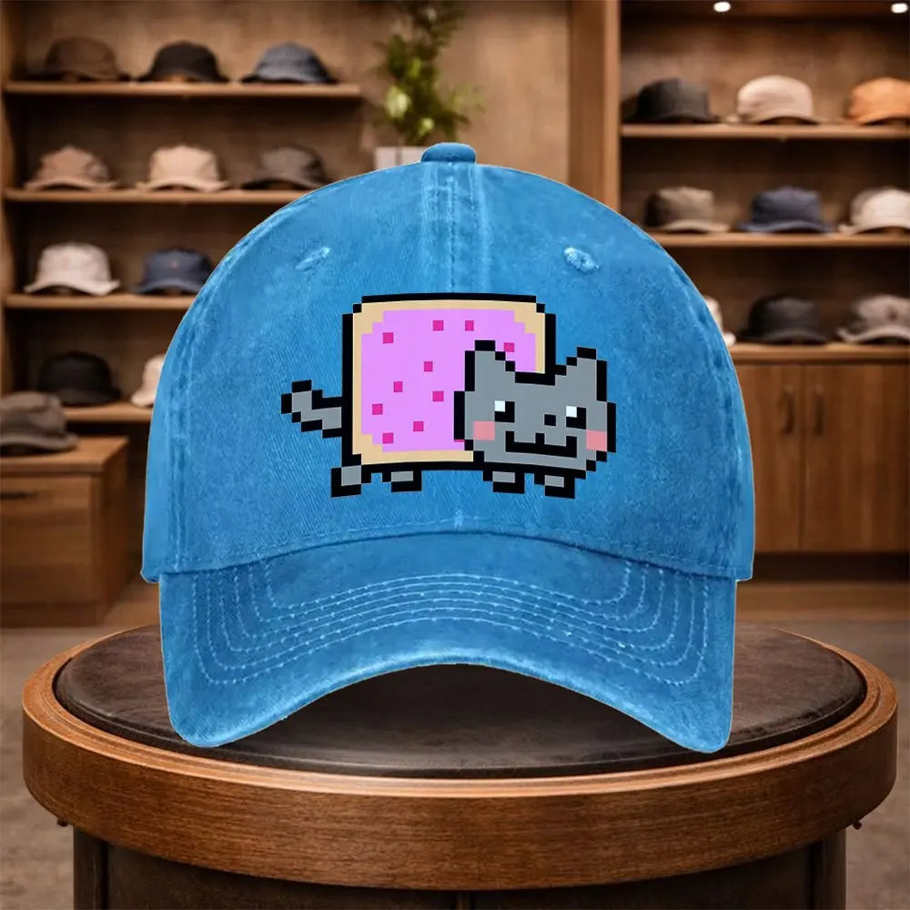A Men'S Pixel Donut Cat Baseball Cap