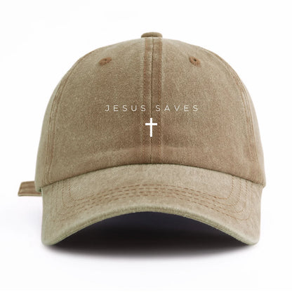 JESUS SAVES Print Washed Baseball Cap For Adults