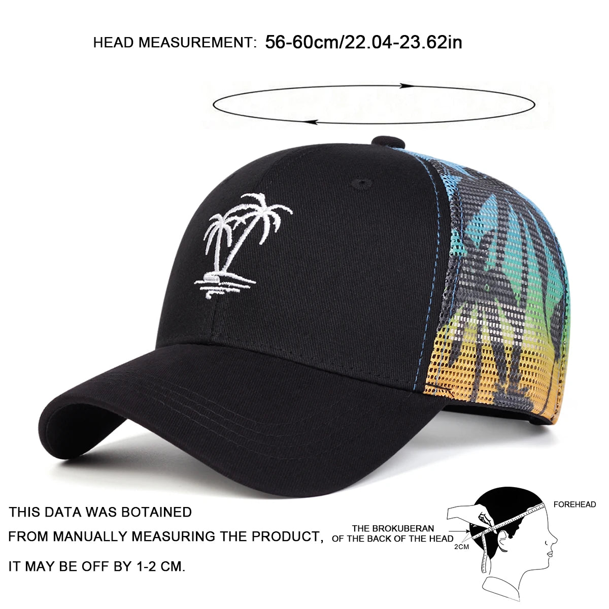 Unisex Coconut Tree Embroidery Baseball Caps