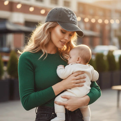 Cat Mom Embroidered Washed Cotton Baseball Cap