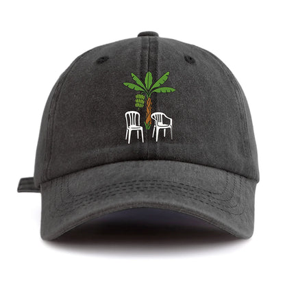 Chair And Tree Print Washed Baseball Cap