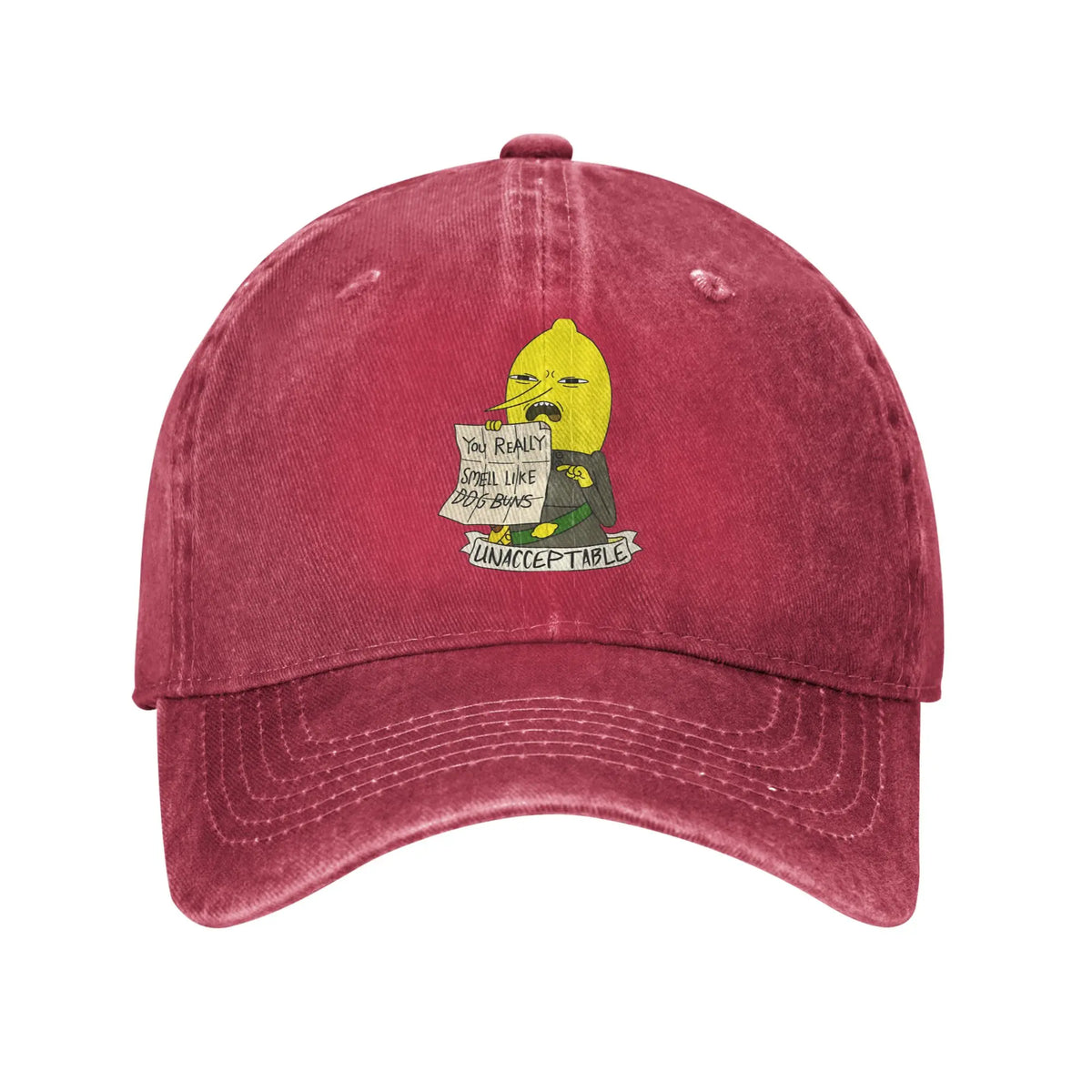 Unisex Lemongrab Printed Hat Fashion Distressed Denim Baseball Cap