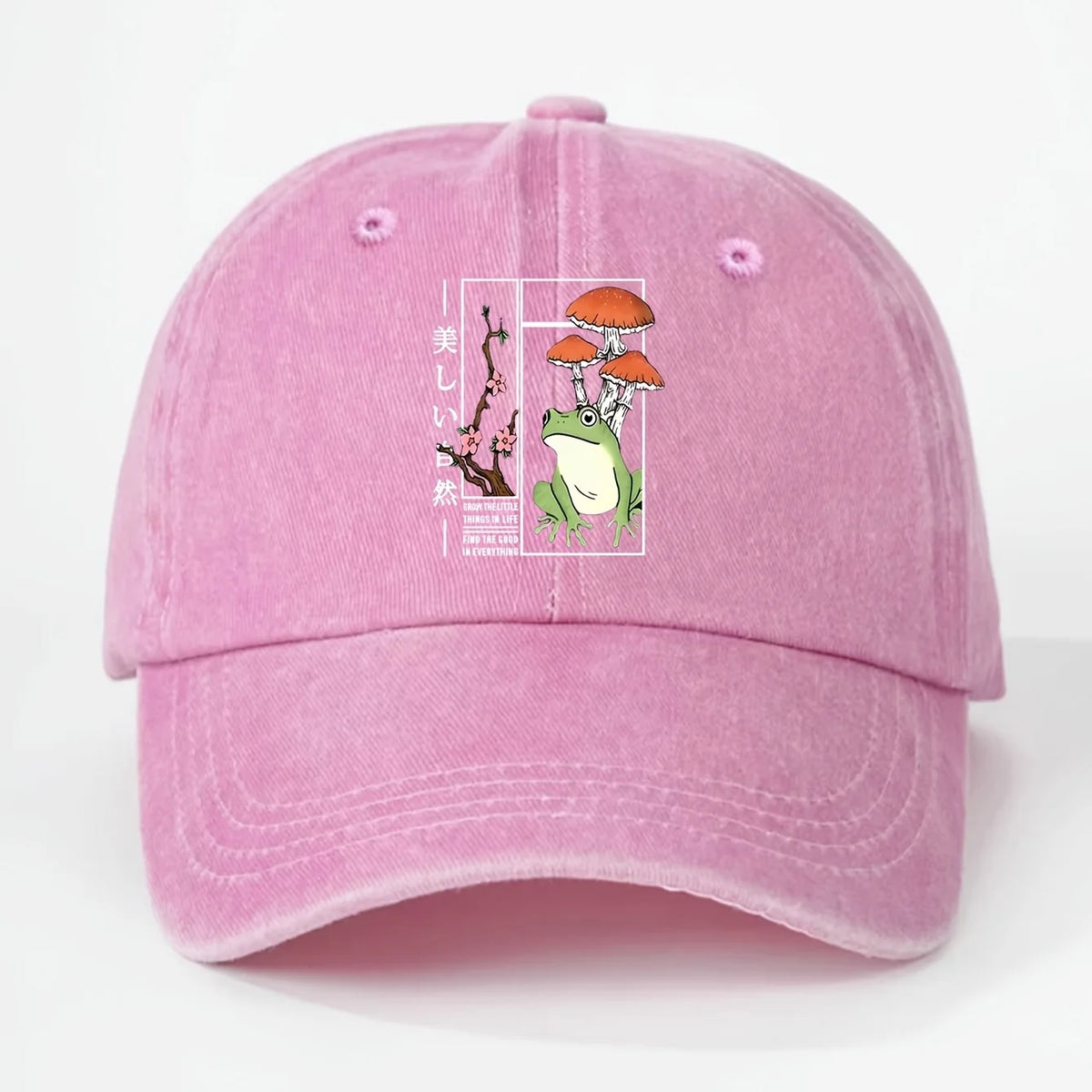 Printed Frog Mushroom Washable Baseball Cap