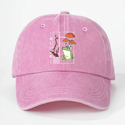 Printed Frog Mushroom Washable Baseball Cap