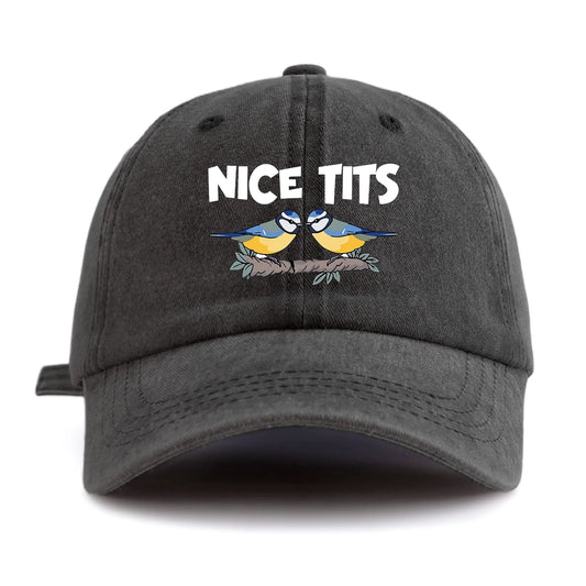 NICE TITS Print Washed Baseball Cap For Adults