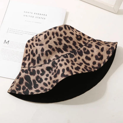 New Versatile Casual Leopard Print Bucket Cotton Breathable Reversible Bucket Hat