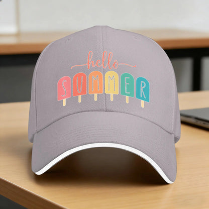 Hello Summer Vacation Ice Cream Sun Baseball Cap