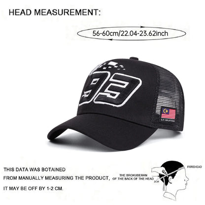 Personalized Creative New Baseball Hat 93 Malaysia Embroidered Mesh Hat