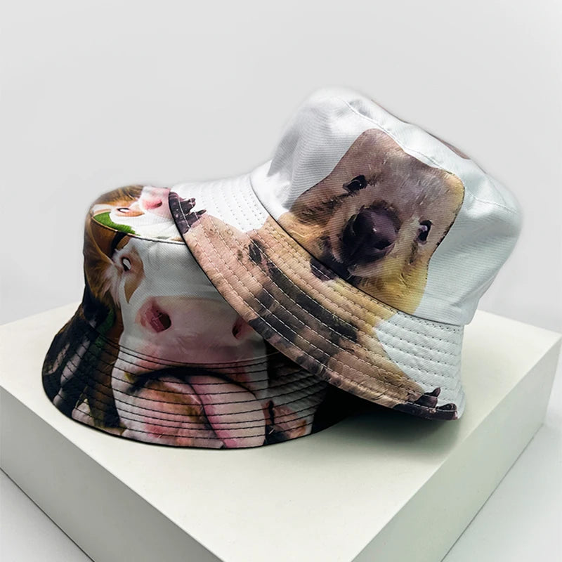 New Unisex Funny Animal Print Cute Bucket Hats